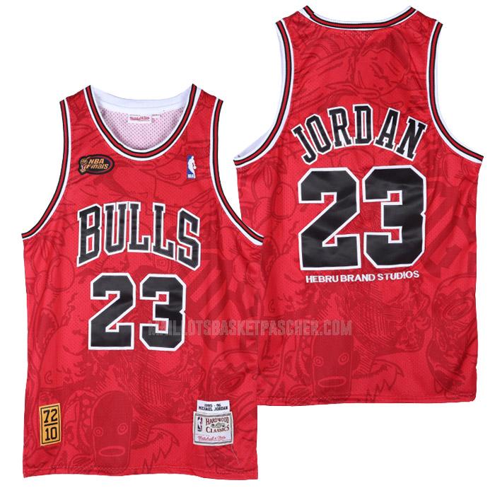 maillot basket homme de chicago bulls michael jordan 23 rouge hebru brantley x m&n 1995-96