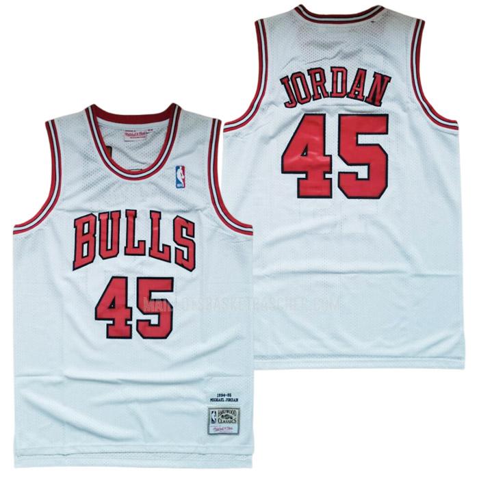 maillot basket homme de chicago bulls michael jordan 45 blanc hardwood classics 1994-95