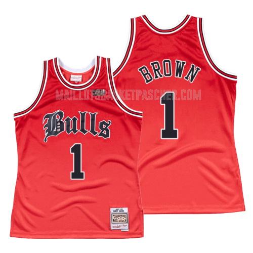 maillot basket homme de chicago bulls randy brown 1 rouge old english 1997-98