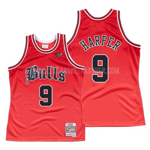maillot basket homme de chicago bulls ron harper 9 rouge old english 1997-98