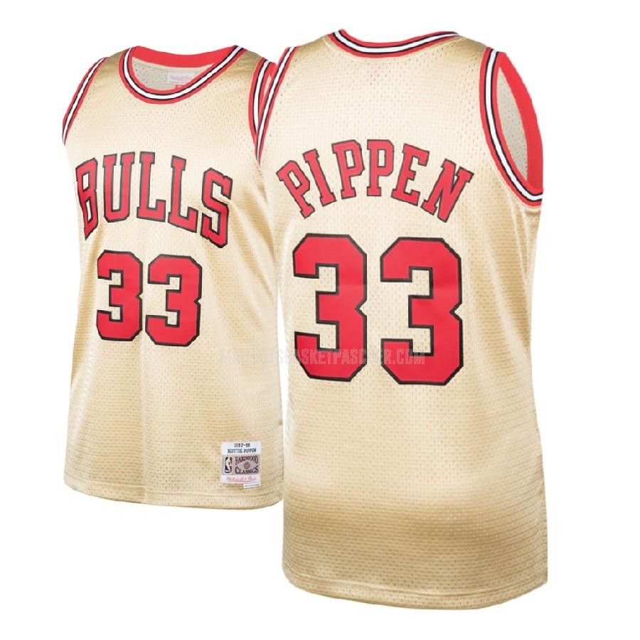 maillot basket homme de chicago bulls scottie pippen 33 couleur crème hardwood classics 1997-98