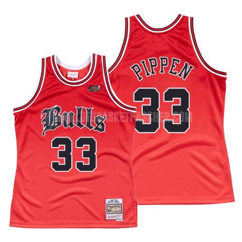 maillot basket homme de chicago bulls scottie pippen 33 rouge old english 1997-98