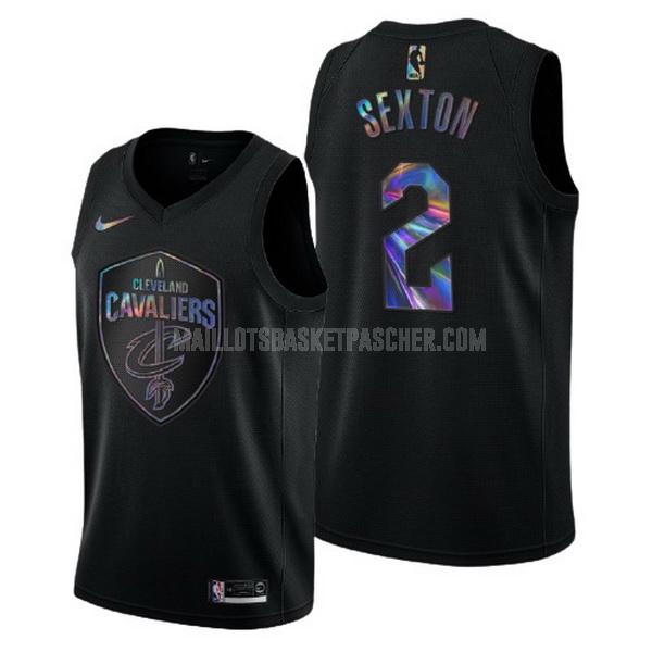 maillot basket homme de cleveland cavaliers collin sexton 2 noir logo holographic