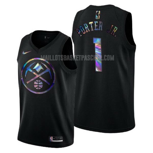 maillot basket homme de denver nuggets michael porter jr 1 noir logo holographic