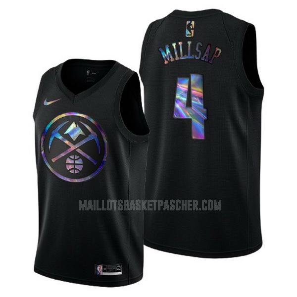 maillot basket homme de denver nuggets paul millsap 4 noir logo holographic