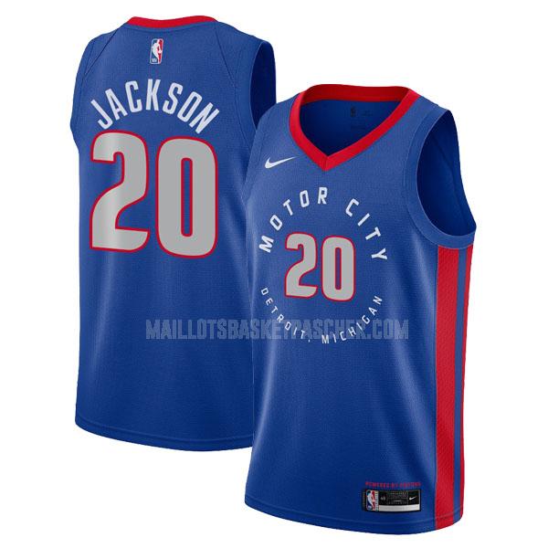 maillot basket homme de detroit pistons josh jackson 20 bleu city edition 2020-21