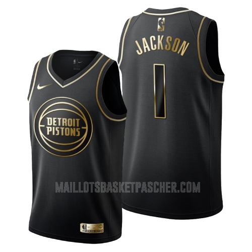 maillot basket homme de detroit pistons reggie jackson 1 noir or version