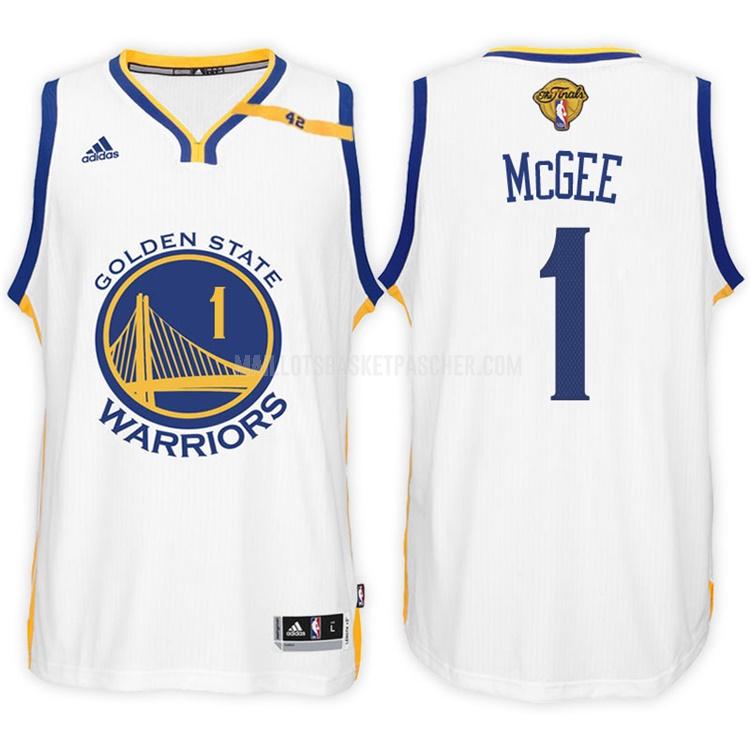 maillot basket homme de golden state warriors javale mcgee 1 blanc nba final patch home 2017