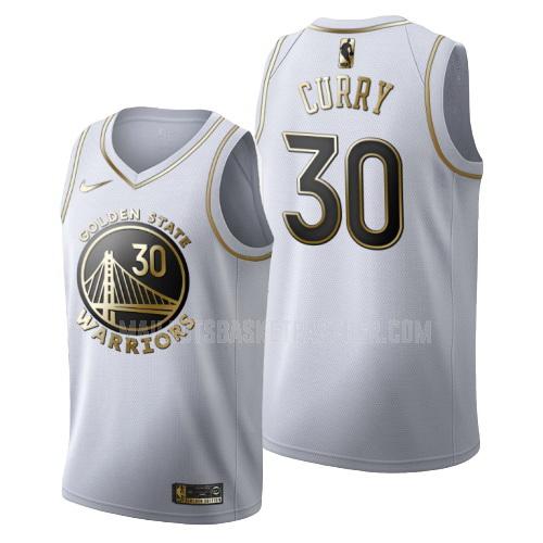 maillot basket homme de golden state warriors stephen curry 30 blanc or version