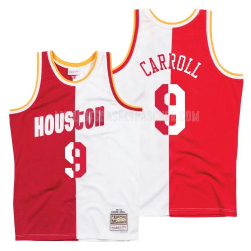 maillot basket homme de houston rockets demarre carroll 9 rouge blanc version divisé hardwood classics