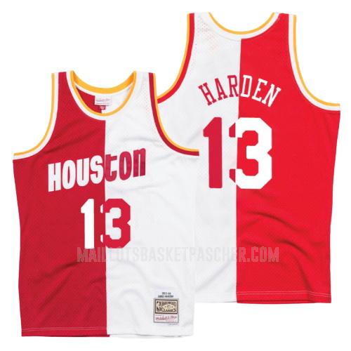 maillot basket homme de houston rockets james harden 13 rouge blanc version divisé hardwood classics