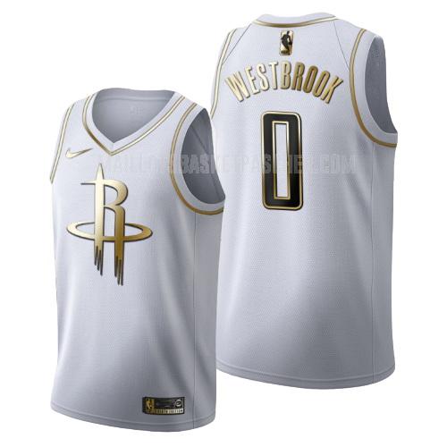 maillot basket homme de houston rockets russell westbrook 0 blanc or version