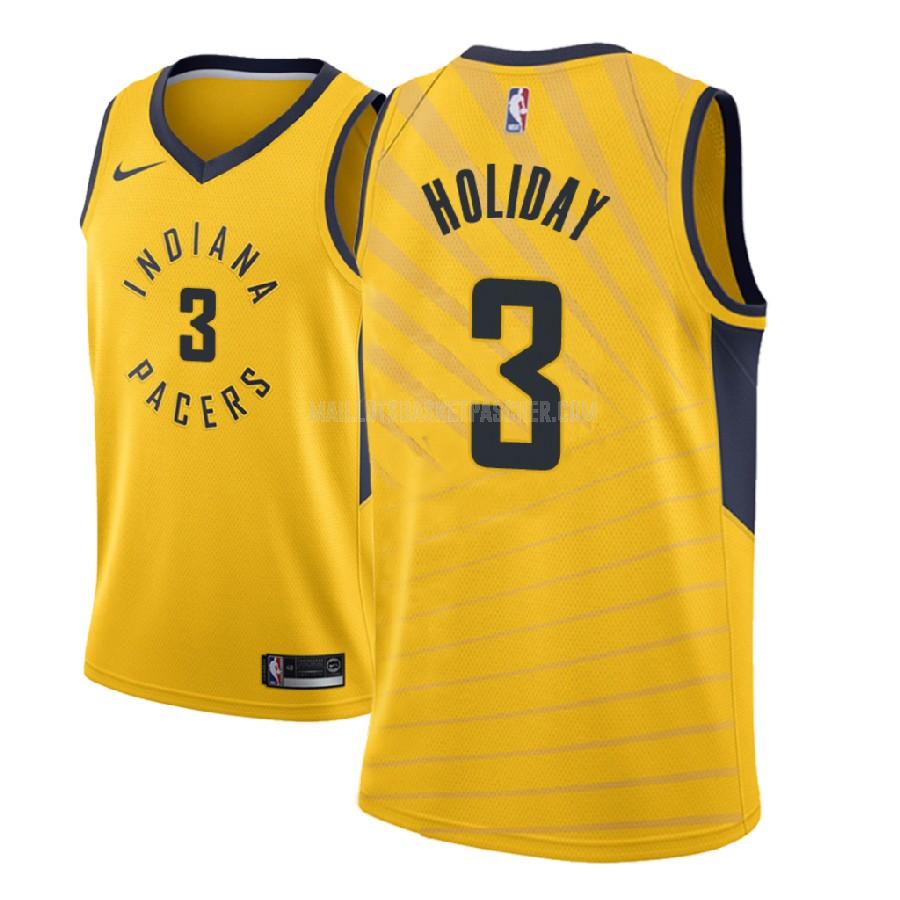 maillot basket homme de indiana pacers aaron holiday 3 jaune statement 2018 nba draft