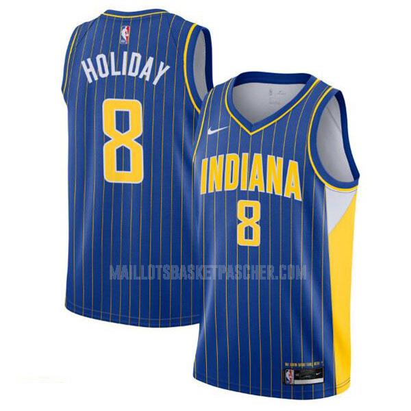 maillot basket homme de indiana pacers justin holiday 8 bleu city edition 2020-21