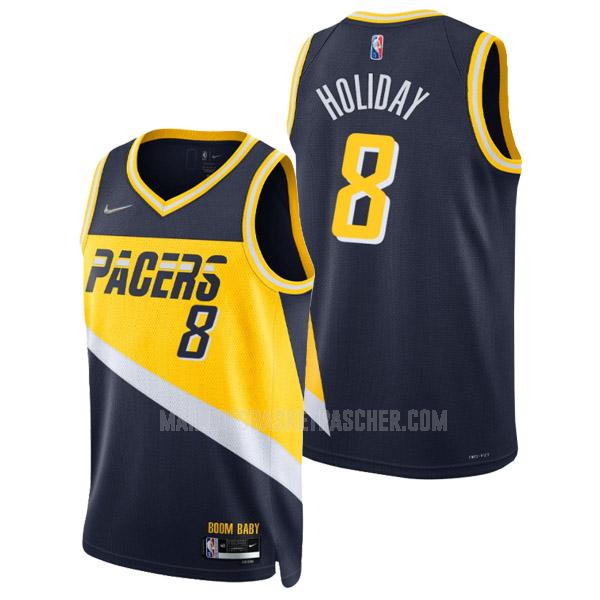 maillot basket homme de indiana pacers justin holiday 8 bleu marine 75 anniversaire city edition 2021-22