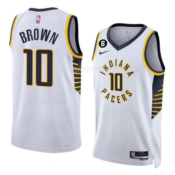 maillot basket homme de indiana pacers kendall brown 10 blanc association edition 2022-23