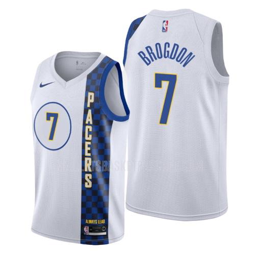 maillot basket homme de indiana pacers malcolm brogdon 7 blanc city edition 2019-20