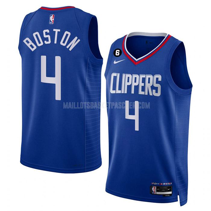 maillot basket homme de los angeles clippers brandon boston jr 4 bleu icon edition 2022-23