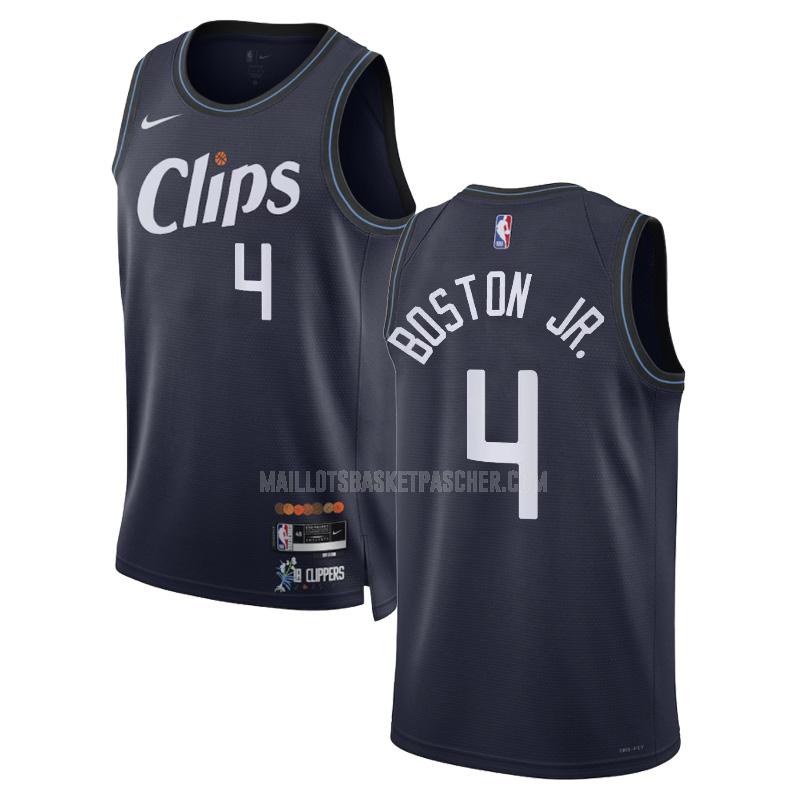 maillot basket homme de los angeles clippers brandon boston jr 4 bleu marine city edition 2023-24