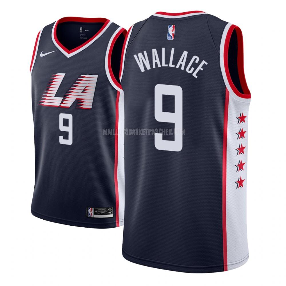 maillot basket homme de los angeles clippers tyrone wallace 9 bleu marin city edition