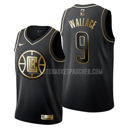maillot basket homme de los angeles clippers tyrone wallace 9 noir or version