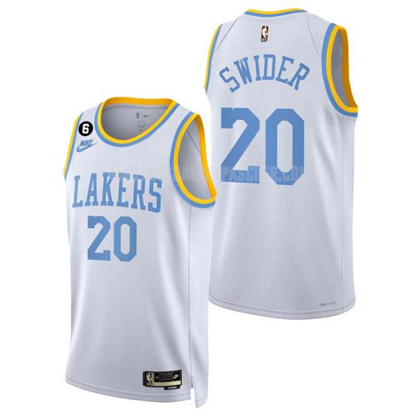 maillot basket homme de los angeles lakers cole swider 20 blanc classic edition 2022-23