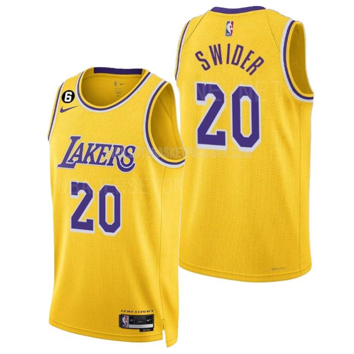 maillot basket homme de los angeles lakers cole swider 20 jaune icon edition 2022-23