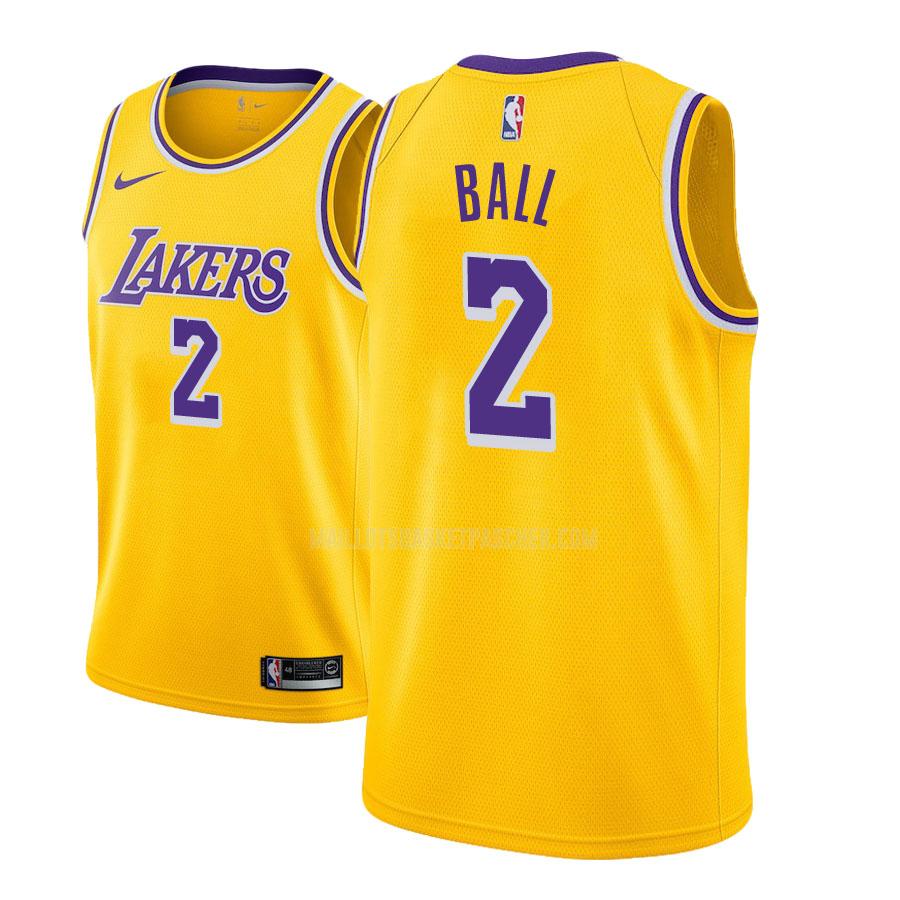 maillot basket homme de los angeles lakers lonzo ball 2 jaune icon