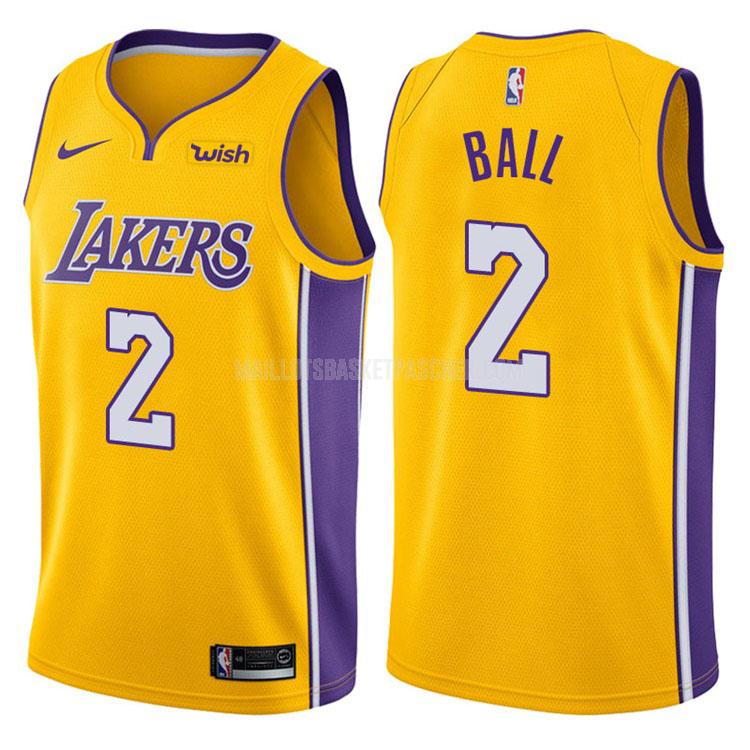 maillot basket homme de los angeles lakers lonzo ball 2 jaune icon 2017-18