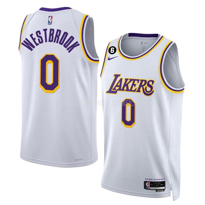 maillot basket homme de los angeles lakers russell westbrook 0 blanc association edition 2022-23