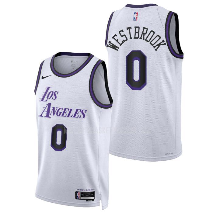maillot basket homme de los angeles lakers russell westbrook 0 blanc city edition 2022-23