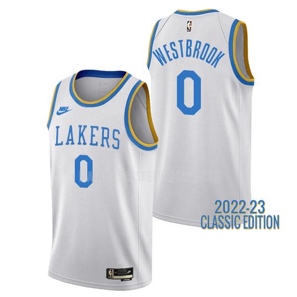 maillot basket homme de los angeles lakers russell westbrook 0 blanc classic edition 2022-23