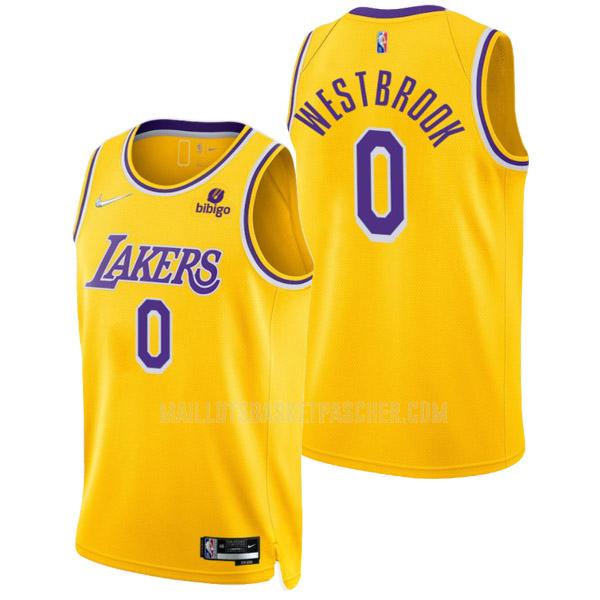 maillot basket homme de los angeles lakers russell westbrook 0 jaune 75 anniversaire icon edition 2021-22