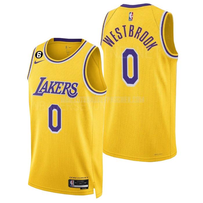 maillot basket homme de los angeles lakers russell westbrook 0 jaune icon edition 2022-23