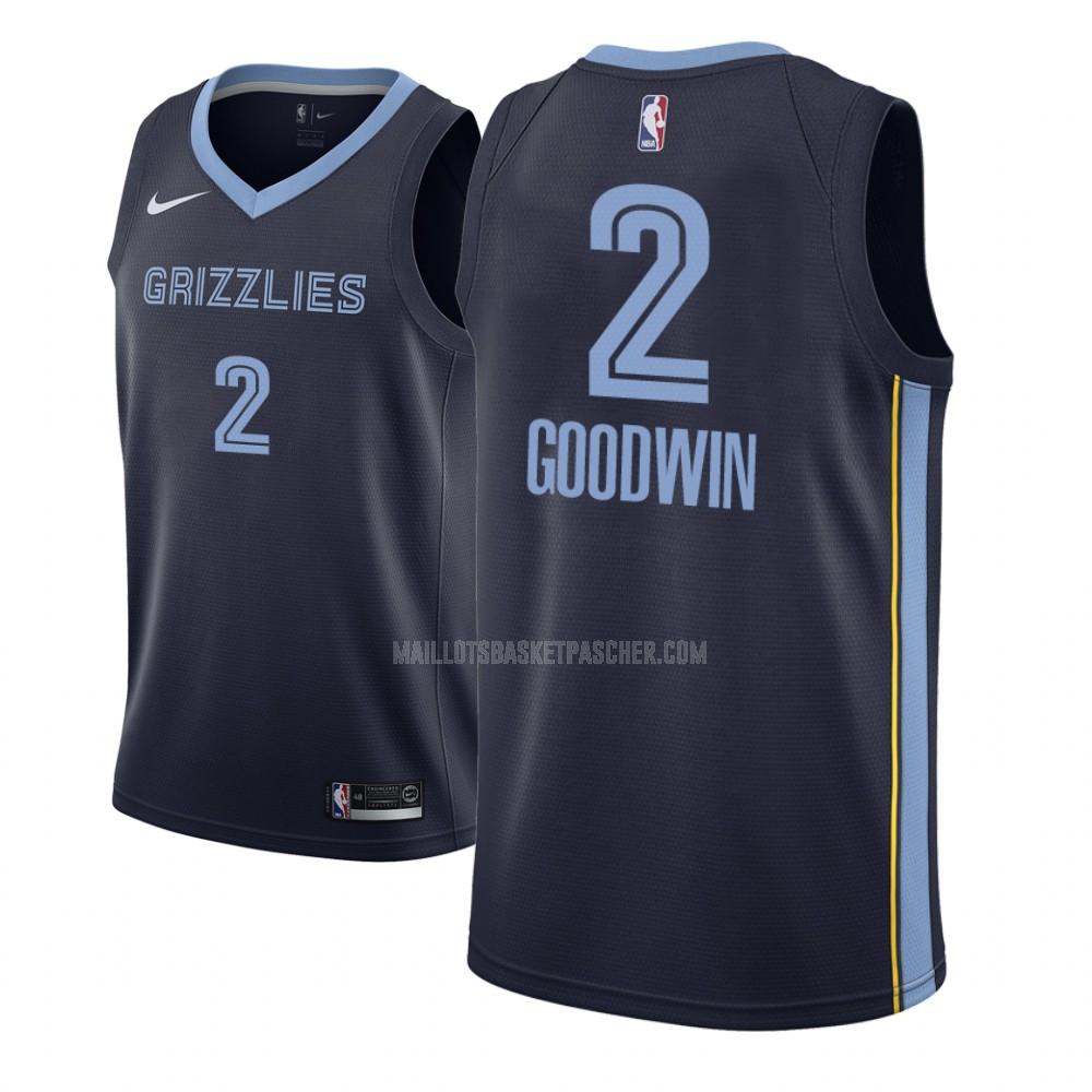 maillot basket homme de memphis grizzlies brandon goodwin 2 bleu marin icon