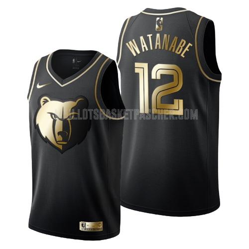 maillot basket homme de memphis grizzlies yuta watanabe 12 noir or version