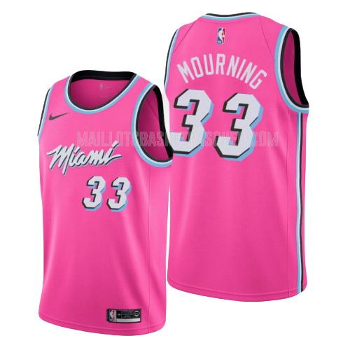 maillot basket homme de miami heat alonzo mourning 33 rose earned version
