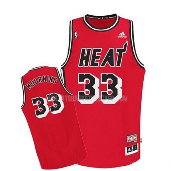 maillot basket homme de miami heat alonzo mourning 33 rouge hardwood classic