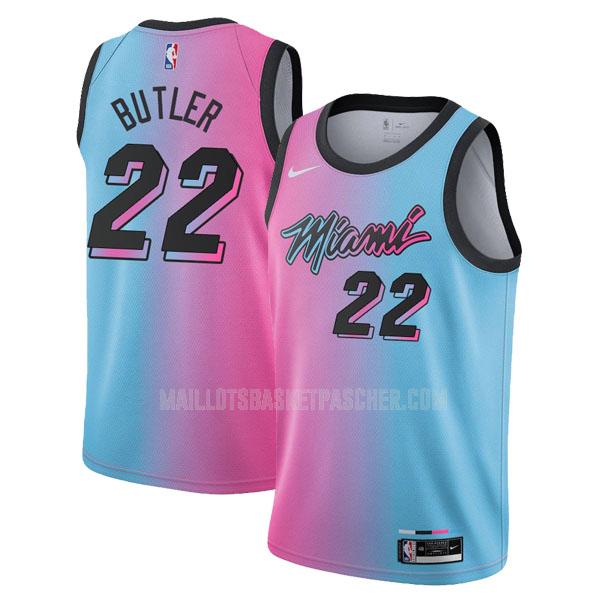 maillot basket homme de miami heat jimmy butler 22 bleu rose city edition 2020-21