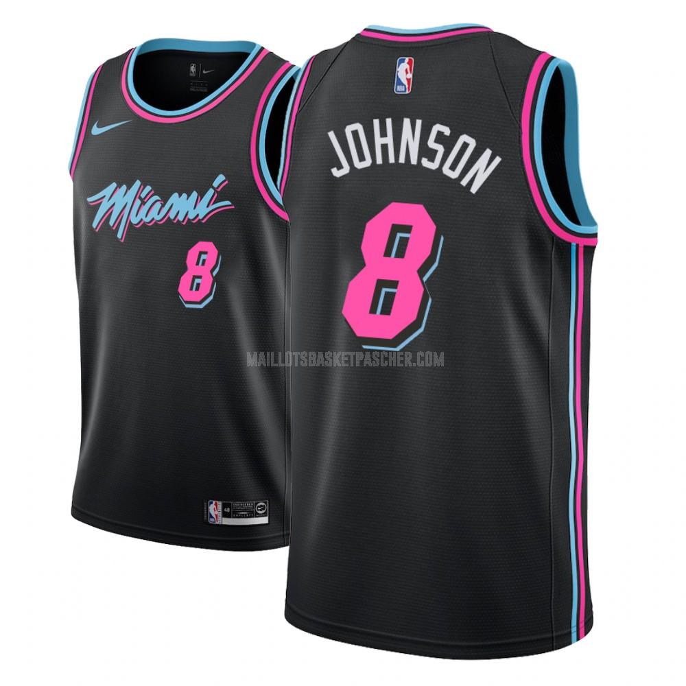maillot basket homme de miami heat tyler johnson 8 noir city edition
