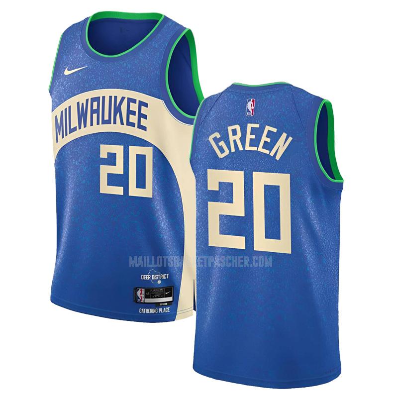 maillot basket homme de milwaukee bucks aj green 20 bleu city edition 2023-24