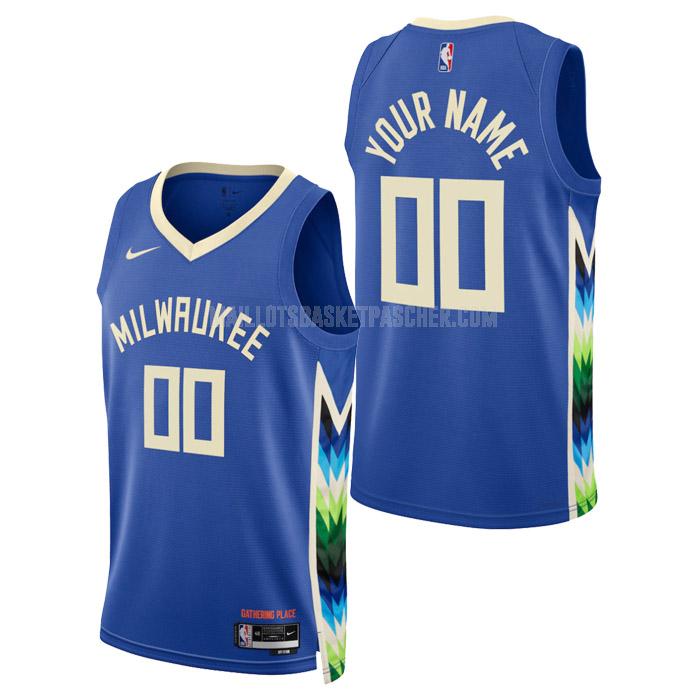 maillot basket homme de milwaukee bucks custom bleu city edition 2023