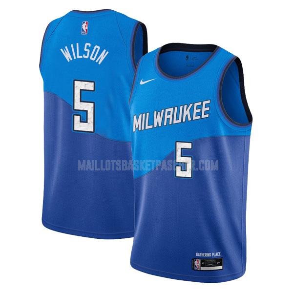 maillot basket homme de milwaukee bucks d. j. wilson 5 bleu city edition 2020-21