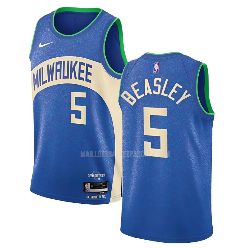 maillot basket homme de milwaukee bucks malik beasley 5 bleu city edition 2023-24