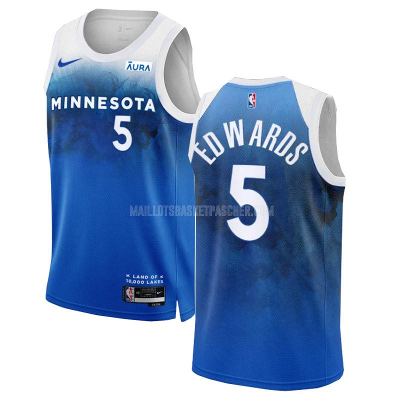 maillot basket homme de minnesota timberwolves anthony edwards 5 blu city edition 2023-24