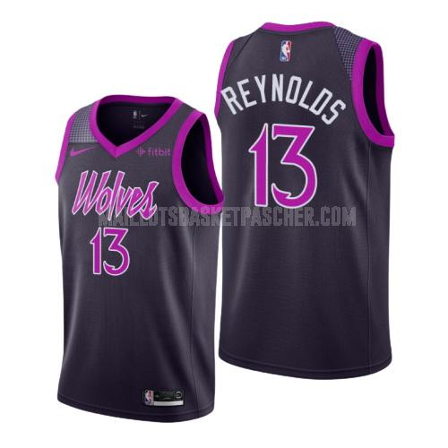 maillot basket homme de minnesota timberwolves cameron reynolds 13 violet city edition