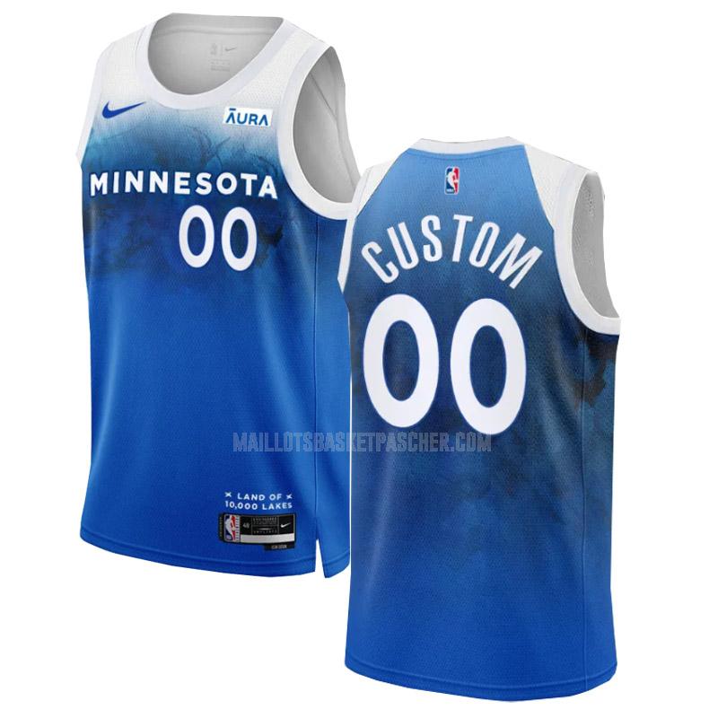 maillot basket homme de minnesota timberwolves custom 0 blu city edition 2023-24