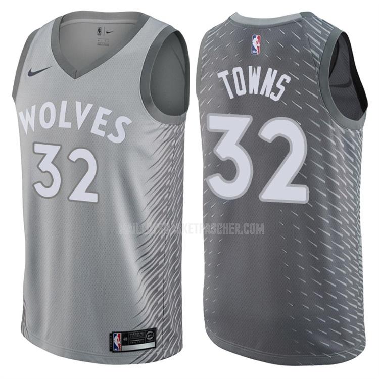 maillot basket homme de minnesota timberwolves karl anthony towns 32 gris city edition