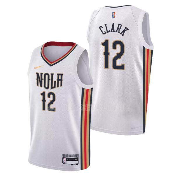 maillot basket homme de new orleans pelicans gary clark 12 blanc nba 75th anniversary city edition 2021-22