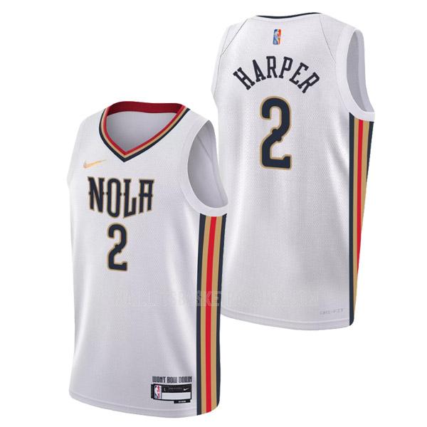 maillot basket homme de new orleans pelicans jared harper 2 blanc nba 75th anniversary city edition 2021-22
